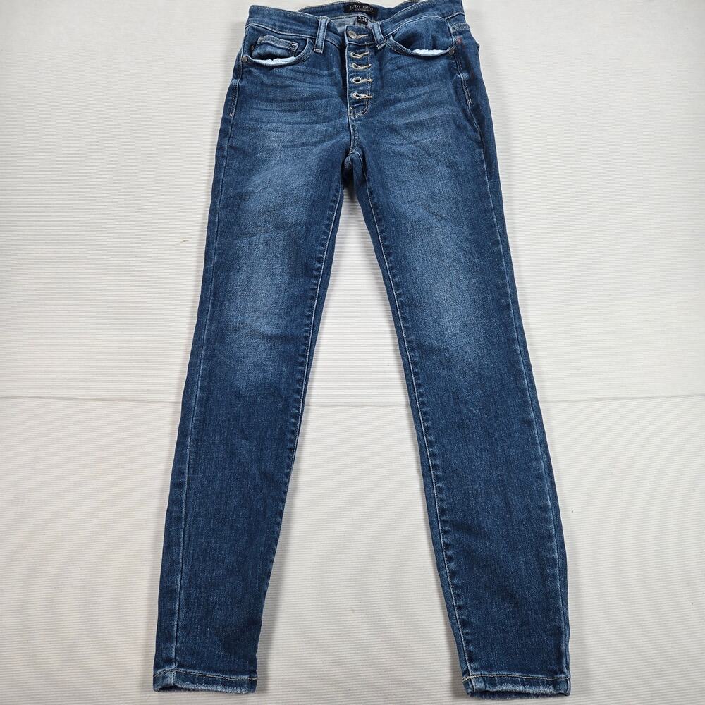 Judy Blue High Rise Button Fly Skinny Fit Stretch Denim Jeans Women's Size 3/26